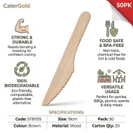 Biodegradable Wooden Knives 50 pack