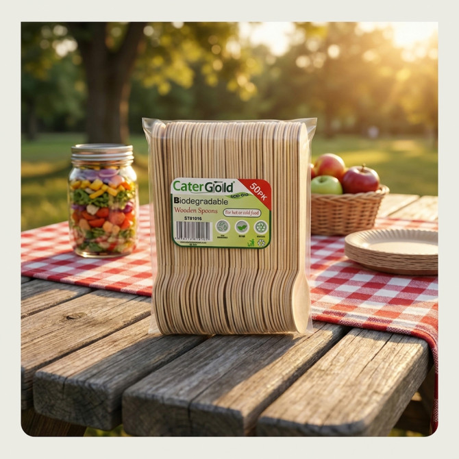 Biodegradable Wooden Spoons 50 pack WOODEN DISPOSABLE image