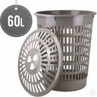 Plastic Round Laundry Basket Hamper 60L
