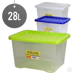 Plastic Stackable Storage Box With Lid 28L