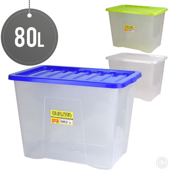 Plastic Stackable Storage Box With Lid 80L