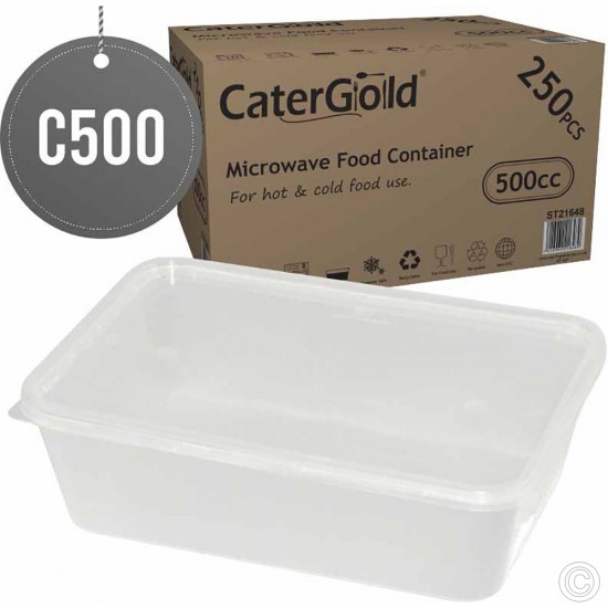 CaterGold C500 Microwave Plastic Food Container With Lid 250s