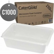 CaterGold C1000 Microwave Plastic Food Container With Lid 250s