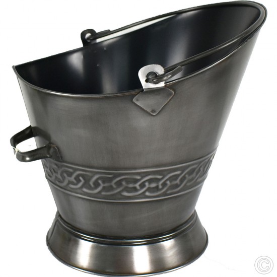 Galvanised Pewter Coal Bucket 37cm