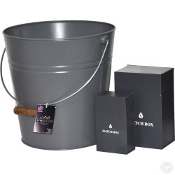 Log & Kindling Bucket With Match Box
