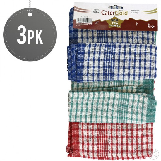 Cotton Chequered Tea Towels 3pack
