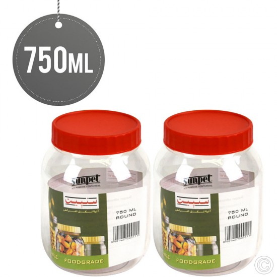 Plastic Food Storage Jars Containers 750ml 2pack