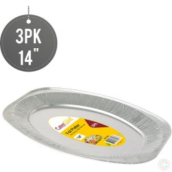 Aluminium Oval Foil Platters 14'' 3pack