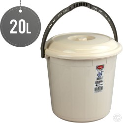 Plastic Bucket With Lid 20L Cream