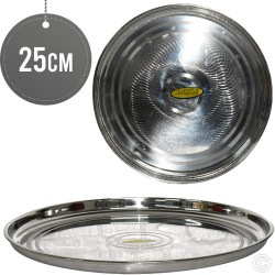 Stainless Steel Round Serving Plate Tray 25cm