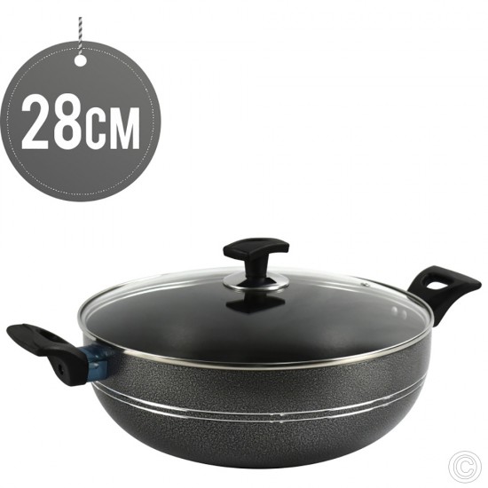 Ashley Non-Stick Wok 28CM With Glass Lid